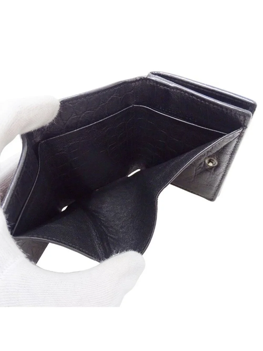 Saint Laurent Wallet Trifold Leather Black Compact Mini Logo Adult - Picture 7 of 15